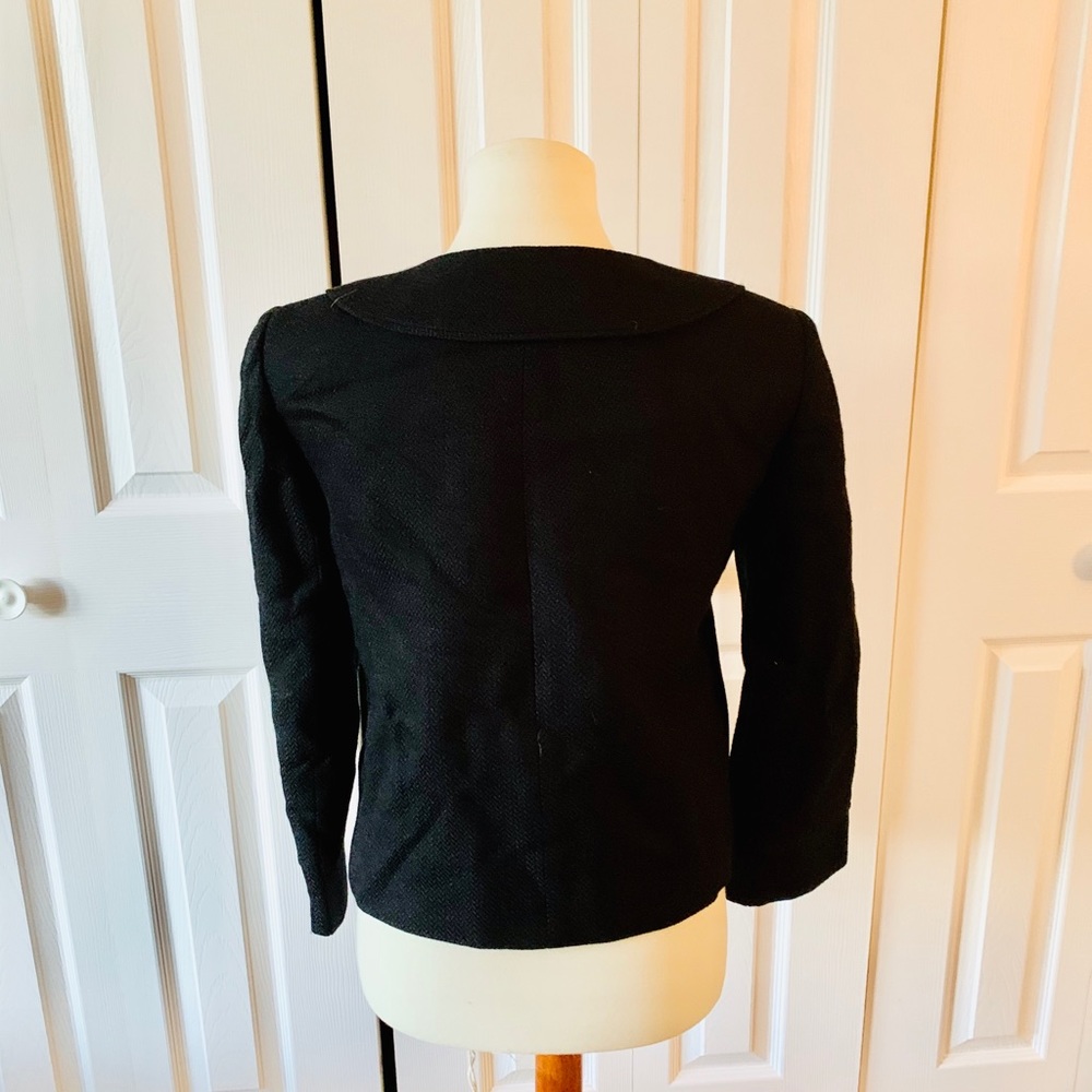 Tahari Arthur Levine Black Tweed Cropped Blazer S - Picture 2 of 4